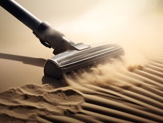 a vacuum cleaner sweeping sand - obrazy, fototapety, plakaty