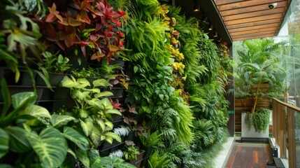 Living Wall of Plants in a Building