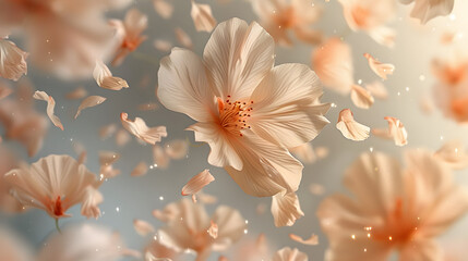 Fototapeta premium spring flowers floating in air, shallow depth of field