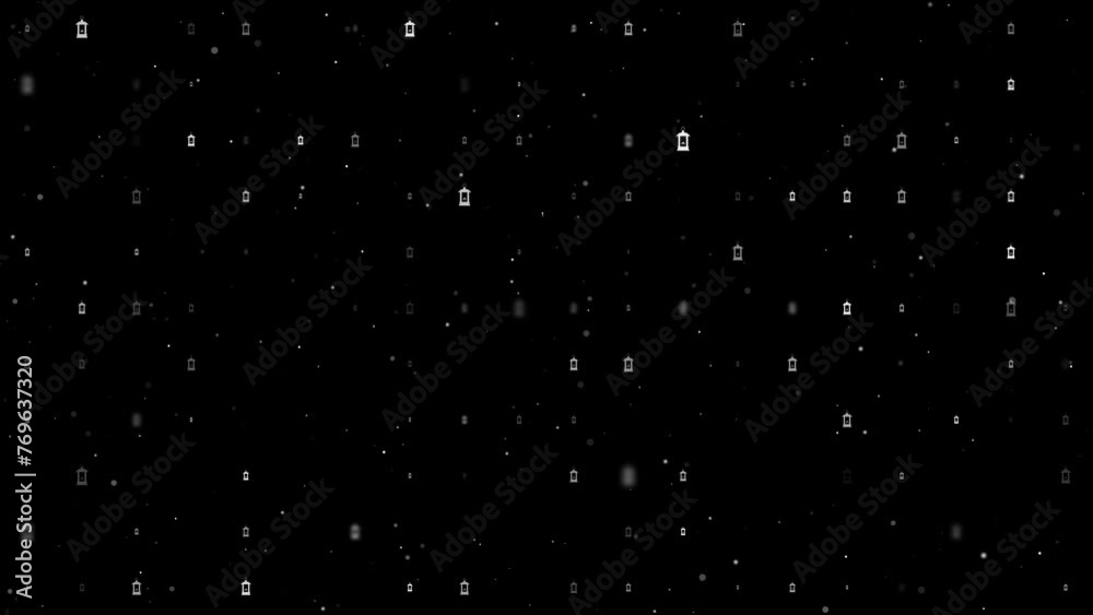 Poster template animation of evenly spaced christmas lanterns of different sizes and opacity. animation of 