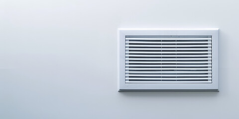 Modern Wall Ventilation white Grille. Close-up of a wall-mounted air vent.