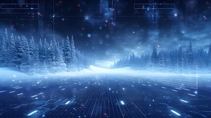 Cyber winter background, copy space for text