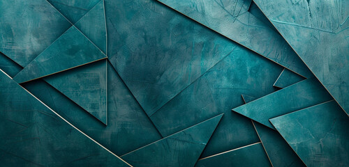 Geometric teal lines on slate blue, sophisticated.