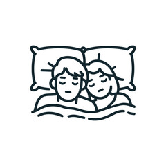 couple at bed. Sleeping time vector illustration on white background