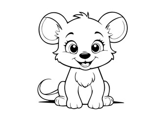 Coloring page of little baby lion for kids coloring book