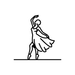 woman dances ballet, dancer, vector illustration on white background