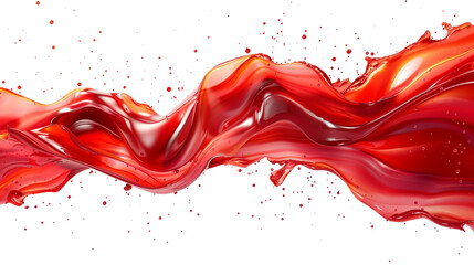Red paint liquid splashes isolated on white or transparent background - obrazy, fototapety, plakaty