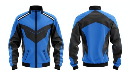 A sport jacket in blue and black, designed for customization on a white background in vector format