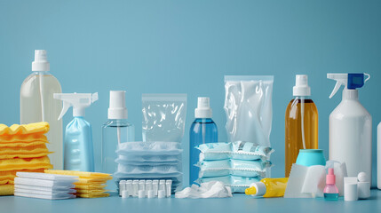 Hygiene Essentials: Hand Sanitizers, Disinfectant Wipes, and Sprays - obrazy, fototapety, plakaty