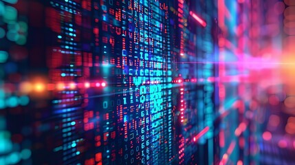 Obraz premium Big Data Analysis: A huge set of data is displayed on a computer screen or as a hologram. 