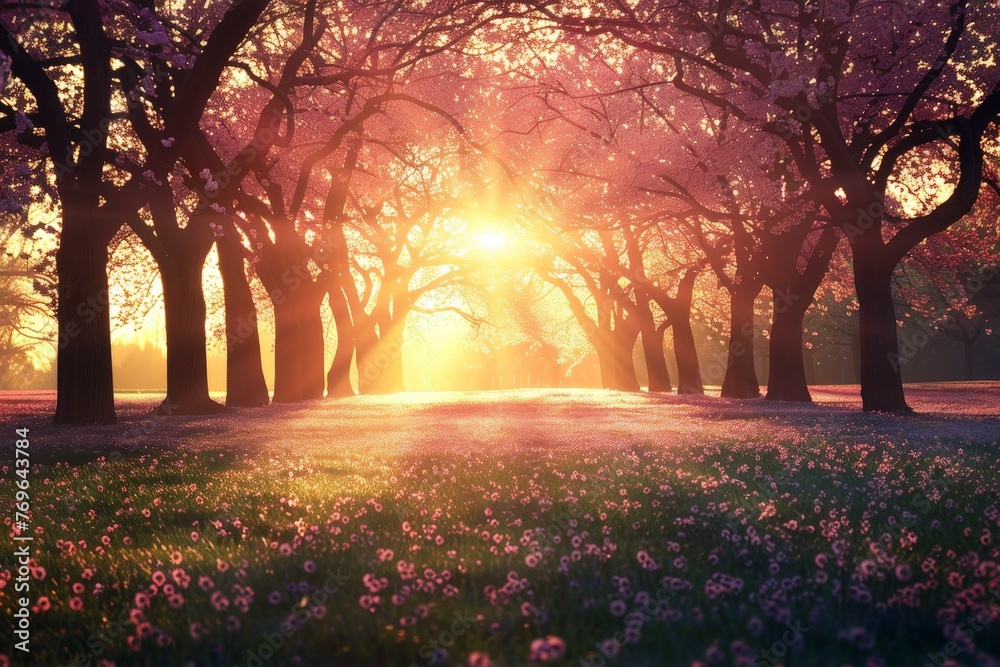 Aufkleber the suns golden rays filter through the green canopy of the park, creating a mesmerizing dance of li