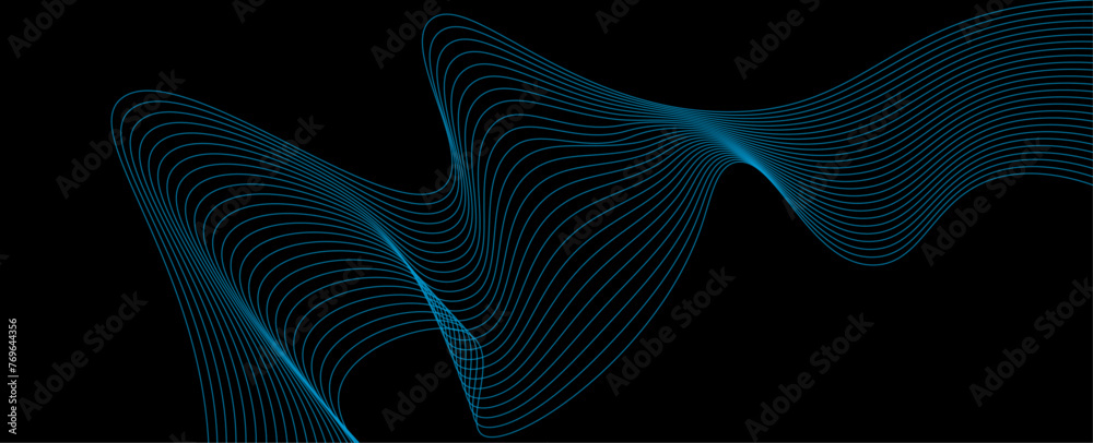 Wall mural Vector abstract cyberspace and blue line pattern movement, graphic design over dark blue space background. futuristic connection. energy digital technology concept. banner, poster. vector illustration