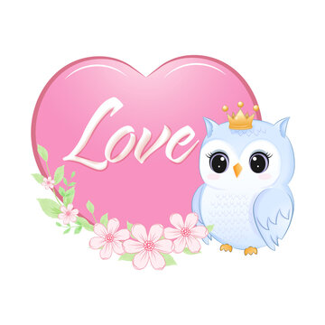 owl with heart