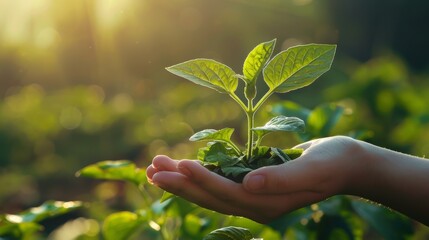 A close-up depiction showcases a hand tenderly grasping a budding plant, symbolizing the flourishing journey of entrepreneurship and startup triumph.