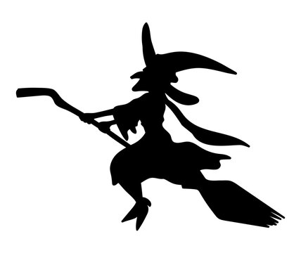 flying witch silhouette