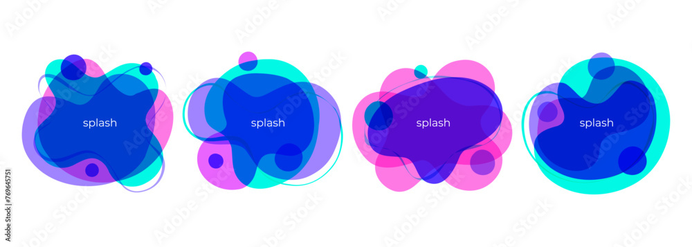 Fototapete bright splashes. set of abstract liquid shapes. dynamic vibrant color backgrounds for creative graph