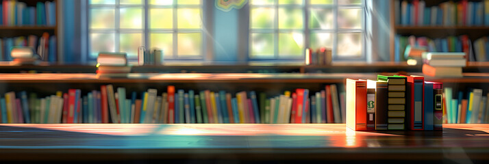 Shelves with books in a blurred background,Shelves with books closeup with selective focus,
