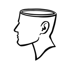 Vase in the shape of a human head outline vector illustration