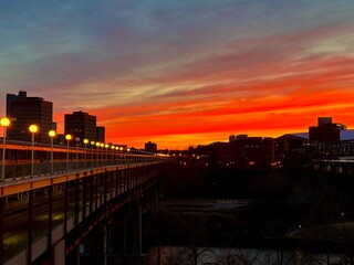 sunset over the city