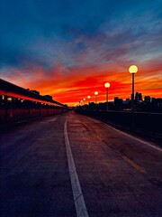 sunset over the bridge
