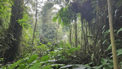 A Monkey Exploring A New Area Of The Jungle