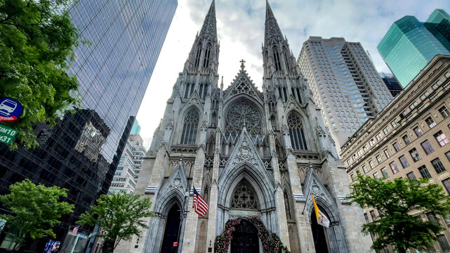 New York, USA; January 23, 2024: St. Patrick's Cathedral is a Catholic cathedral in the neo-Gothic style, located on Fifth Avenue in the city.