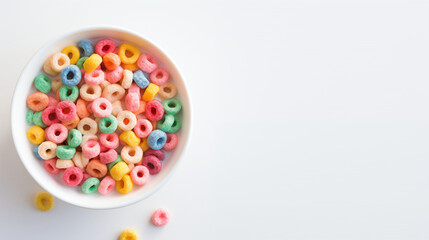 Breakfast Cereals with Milk in a Bowl. Generative AI.

