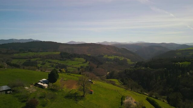 Aerial view of the countryside of Tineo