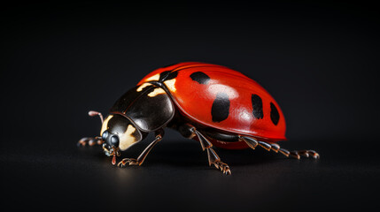 Close-up Photo of Ladybug. Generative AI.