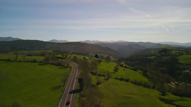 Countryside of Tineo in Asturias Aerial View