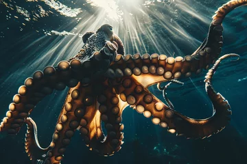 Fotobehang a octopus swimming under water © Zacon