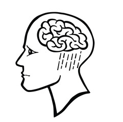 Cloud in the head, stress, line vector illustration