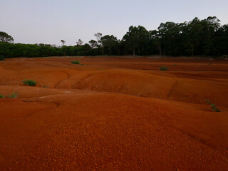 Barreiro da Faneca. A semi desert, red clay landscape, it is usually called 'red desert', Santa...