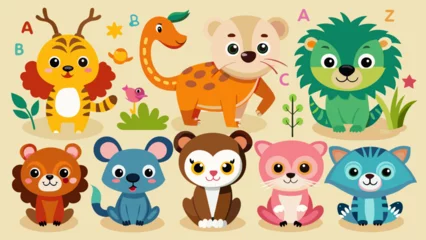 Fototapete Nette Tiere Set animals alphabet set for kids abc education in pre