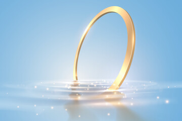 Golden ring on water surface - 769653180