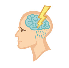 Cloud in head, stress, cartoon vector illustration