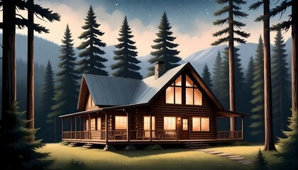 Wooden house in the Forest