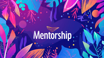A man receives mentorship on a single-colored background in a digital image.