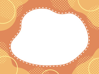 幾何学模様の流体シェイプフレーム背景のイラスト（オレンジ）