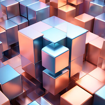 A stunning and mesmerizing masterpiece of a geometric isometric cube pattern with opalescent effects and pastel opal hues, creating a shimmery astral visual experience.