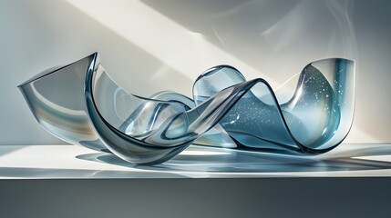 Sculptural Glass Forms Twisting under Dynamic Light