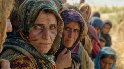 a group of migrating displaced women and their kinship