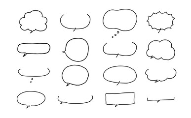 Fototapeta premium 手書き 色々な吹き出し セット 素材 