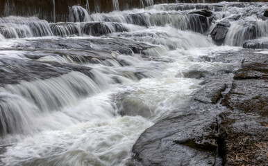 Beautiful multiple waterfalls in Lake Luzerne NY - 769660902