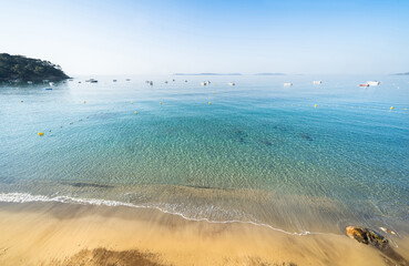 Famous Plage de Jean Blanc on French Riviera, France