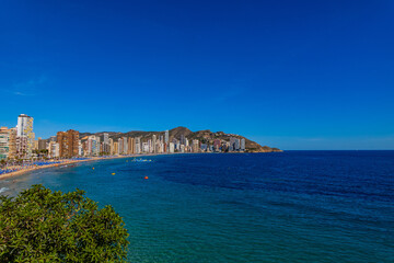  panorama of the Spanish city of Benidorm on a sunny day