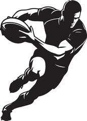 Rugby Player Silhouettes EPS Rugby Vector Rugby Player Clipart