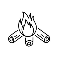 Bonfire line icon. Campfire icon. Burning fire isolated on white background. Vector illustration flat design style. Burning sign.