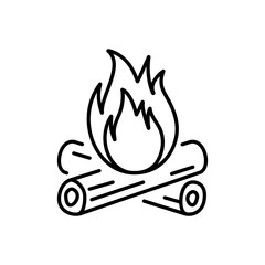 Bonfire line icon. Campfire icon. Burning fire isolated on white background. Vector illustration flat design style. Burning sign.
