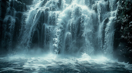 Serene Waterfall Cascade: Rushing Water in Peaceful Hues